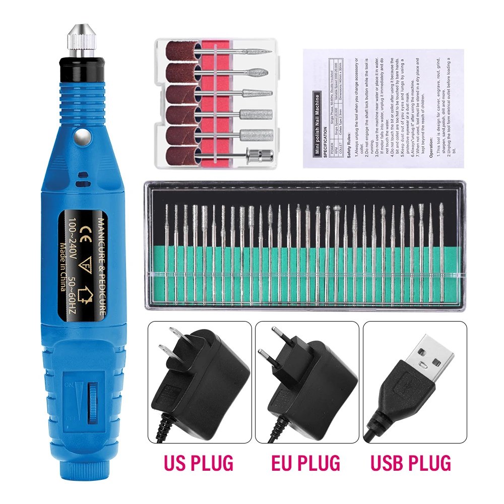 LULAA Portable Professional Electric Nail Drill Machine Manicure Tools Pedicure Drill Set Family Nail File Nail Drill Equipment
