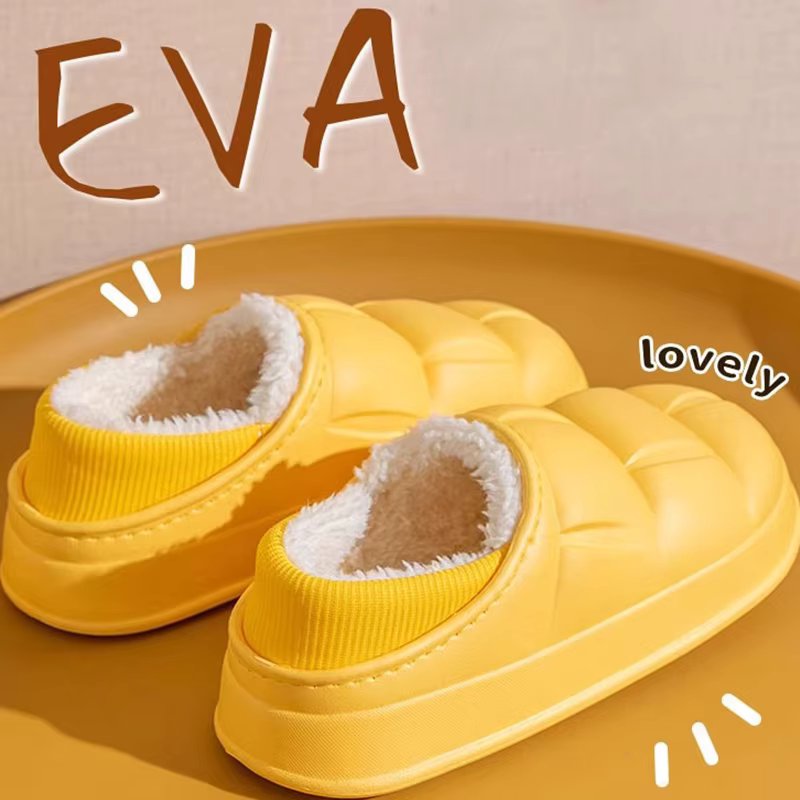 Waterproof cotton slippers women's bag and winter outdoor wear 2024 new thick soled indoor home with plush warm cotton shoes men