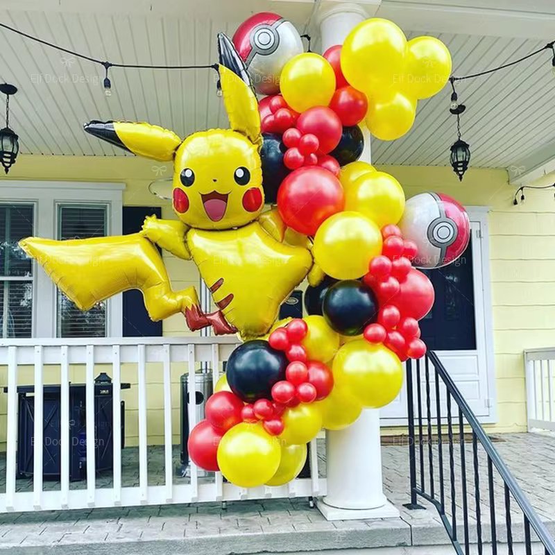 1set Cartoon Pokemon Large Pikachu Theme Foil Balloons Set Kids Birthday Baby Shower Party Decoration Supplies