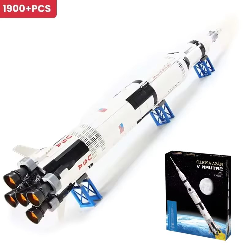 New Aerospace Apollo Saturn V Transit Tower Airplane Lunar Space Adventure Set Building Blocks City Toys Christmas Birthday Gift