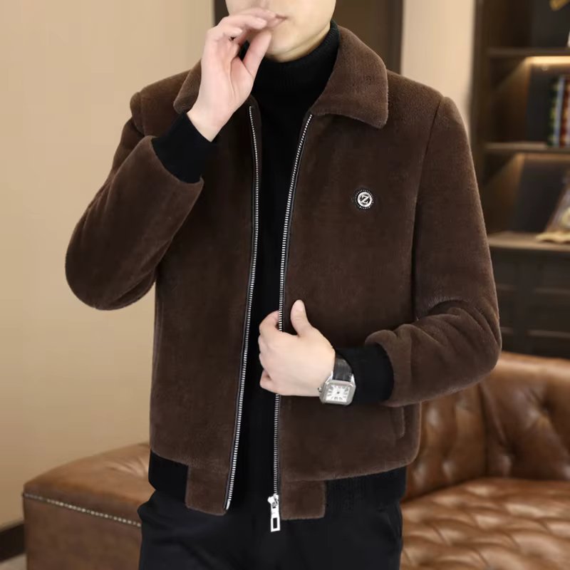 2024 Winter Faux Fur Jacket for Men Thick Warm Fur Integrated Jacket High-quality Casual Business Windbreaker coats men clothing
