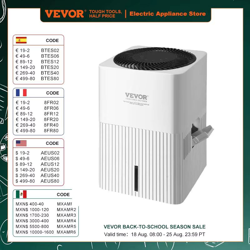 VEVOR Evaporative Humidifiers Mist-Free Cool Moisture Humidifier&Air Purifier for Whole House up to 473.6 sqft for Bedroom Home