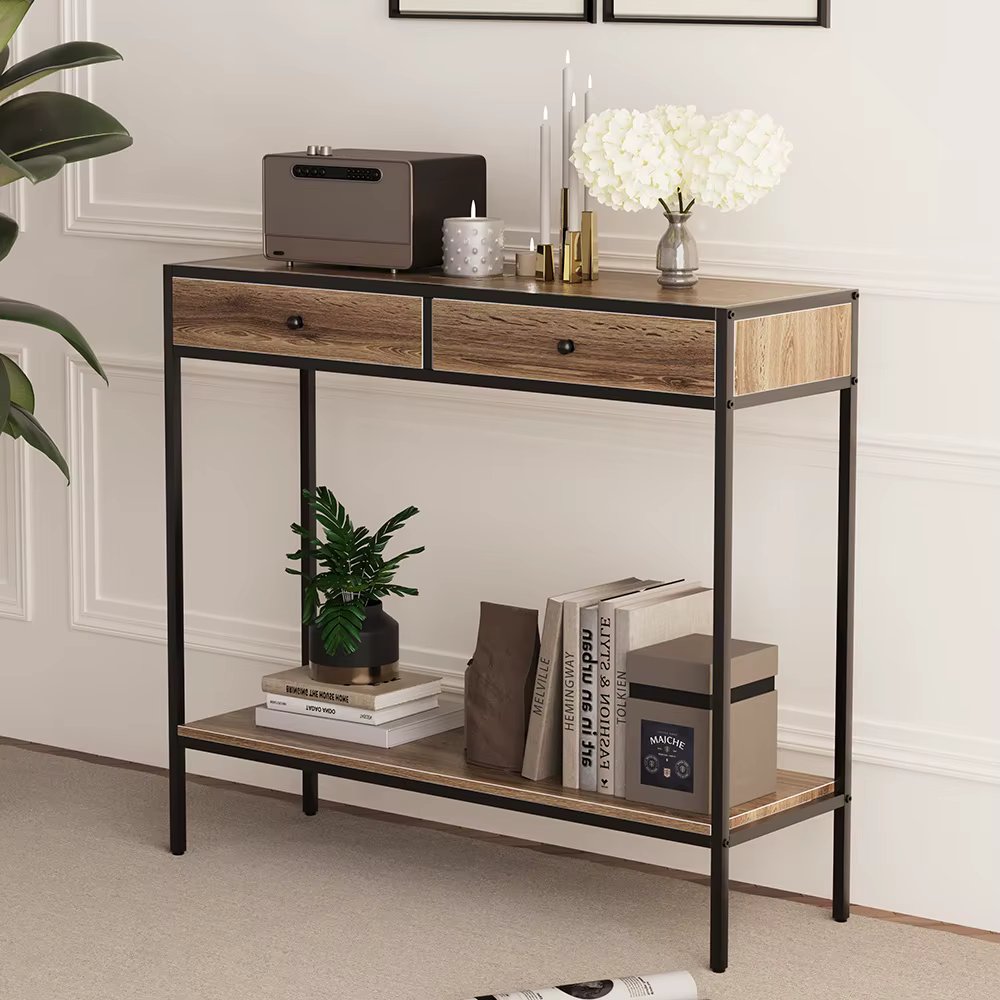 Console Table 2 Tier Simple Sofa Table Home Coffee Corner Display Entryway Table for Couch Hallway Entrance Living Room