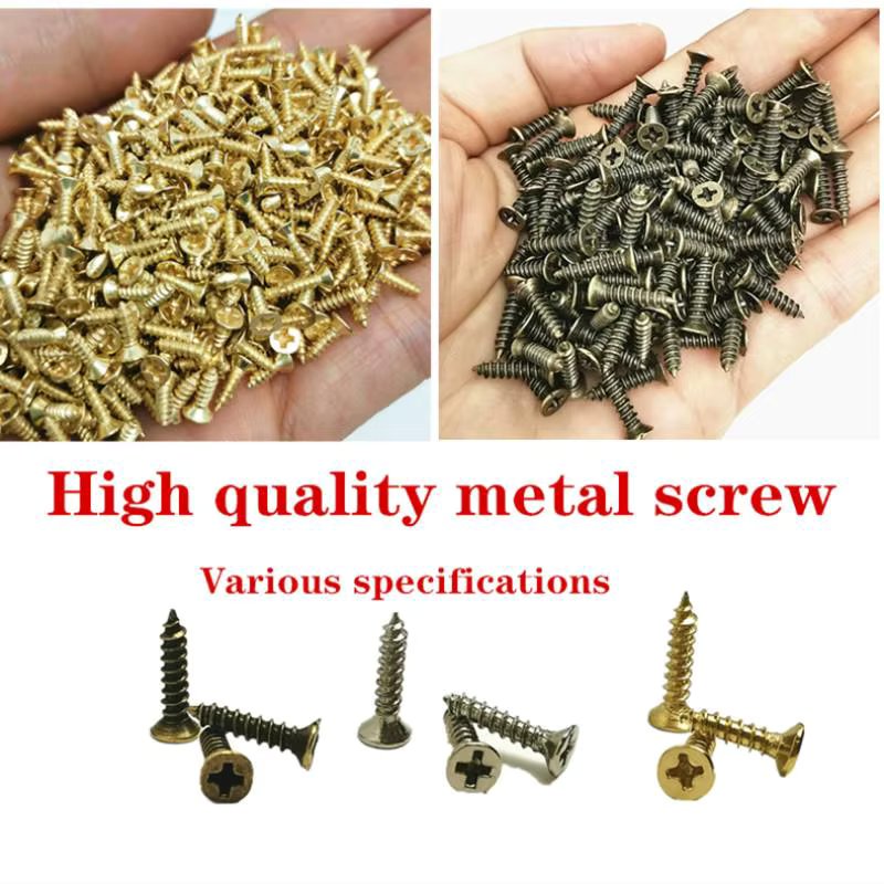 100 pcs Micro Small Phillips Flat Head Cross Round Pan Head Self-tapping Screws Wood Furniture Screws 2 x 5mm/6mm/8mm/10mm
