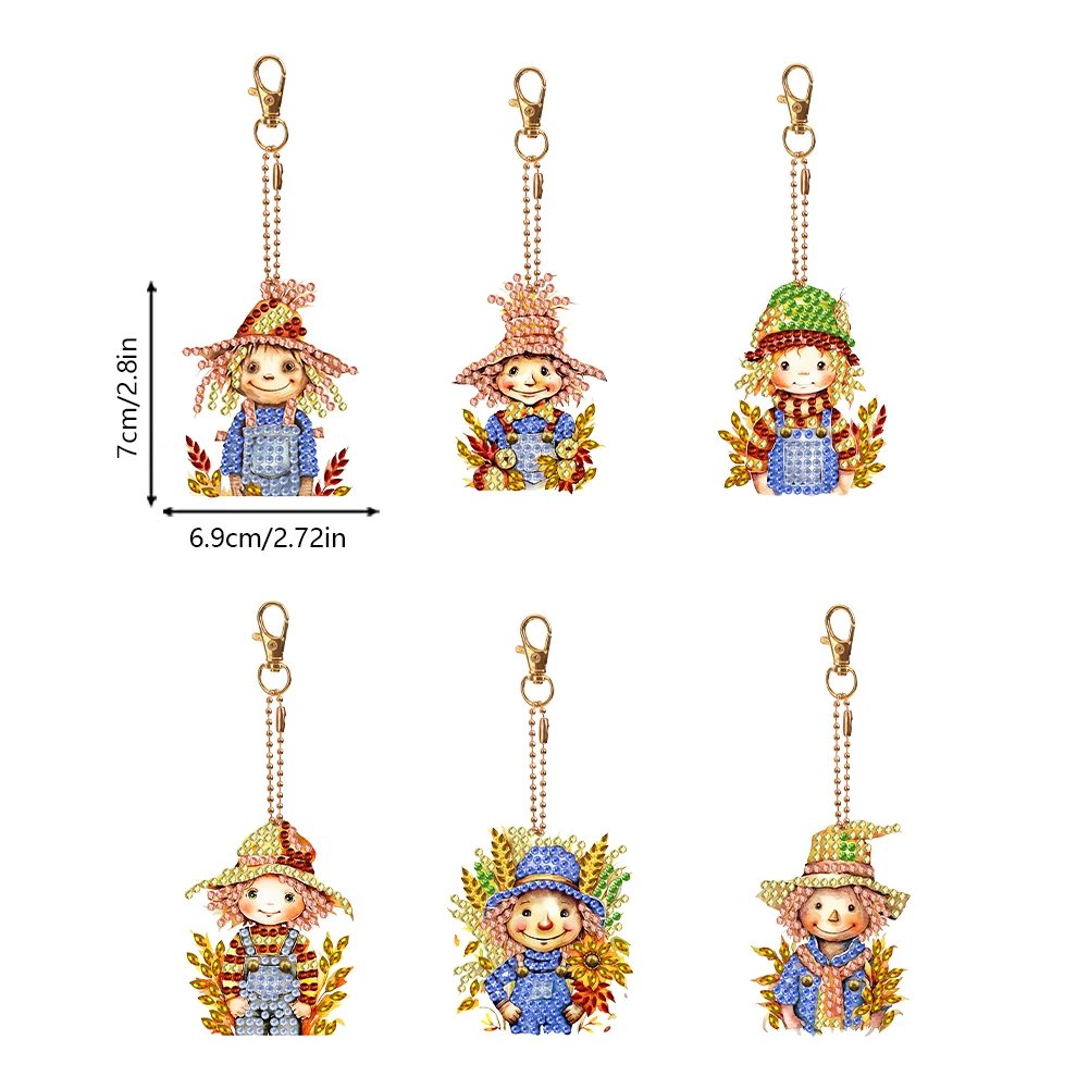 8/6PCS Diamond Painting Keyring Double Sided Rhinestone Painting Keychain Pendant Mandala for Adult Kid Handbag Pendant Decor