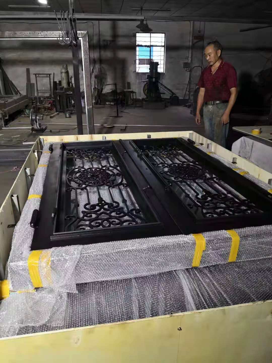 Hot Sale Wrought Iron Front Entry Doors EXW  Shanghai Factory Price Shipping Cost Extra Hc-id21