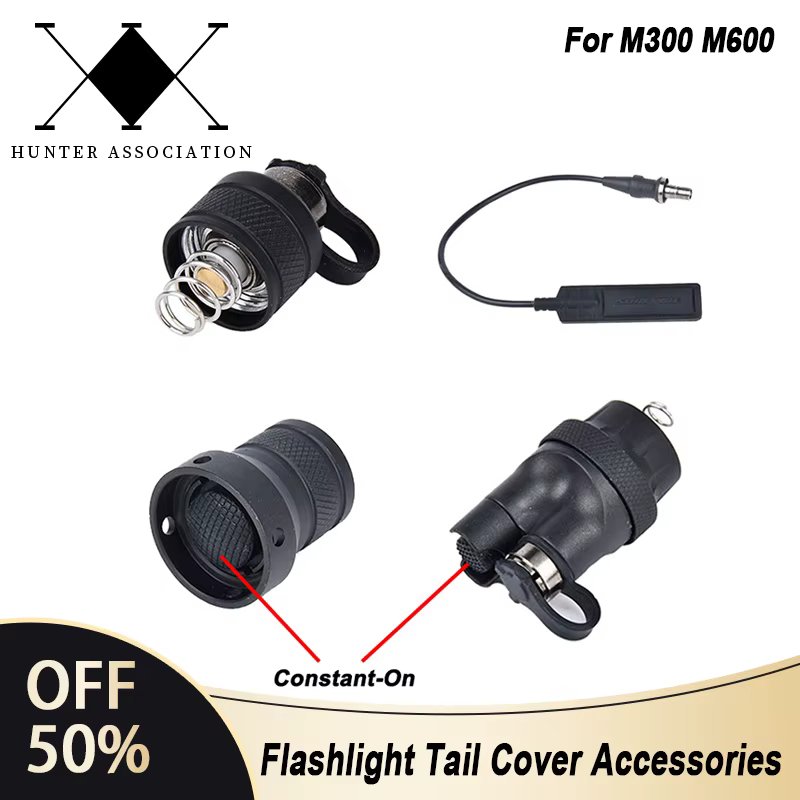 Tactical Airsoft Flashlight Metal Tail Cap Dual Function Pressure Switch Cover For Surefir M300 M600 Flashlight Hunting Light