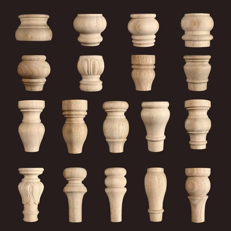 Round Solid Wood Table Legs for Furniture Wooden Chair Sofa Foot Cabinet Bed Support Hardware Replacement Dressers Desk Feet