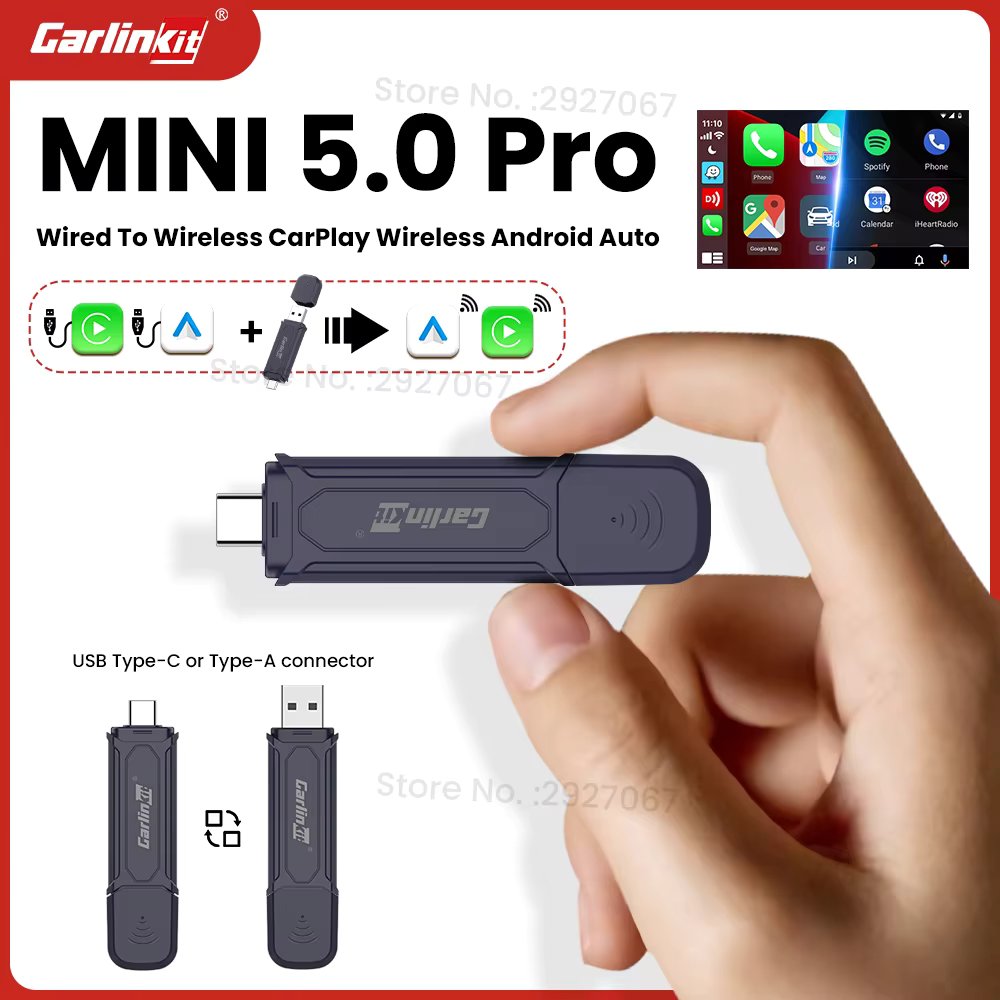 CarlinKit MINI 5 Pro Wireless CarPlay Adapter Wired To Wireless Android Auto Box USB Dongle Plug and Play WiFi Auto Connect