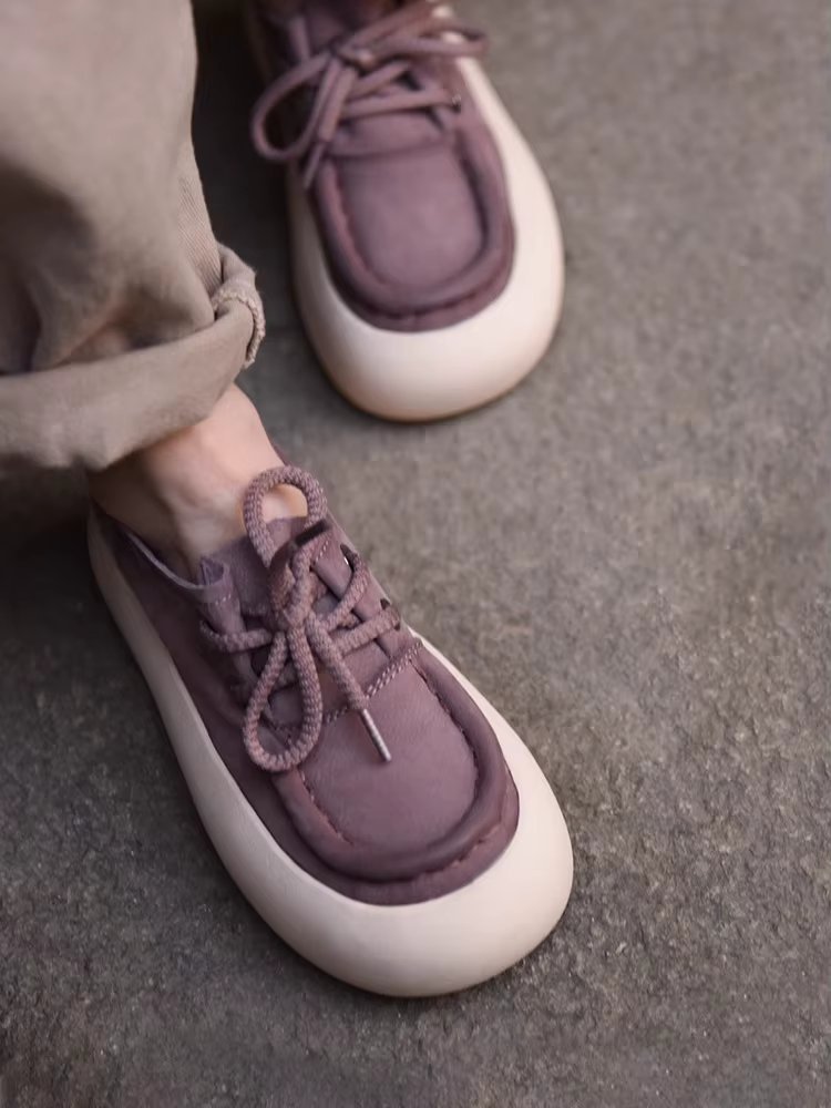 Artmu Original Flat Platform Women Shoes Flats Lace Up Luxury Outdoor Sports Sneakers Thick Heel Genuine Leather Platform Shoes