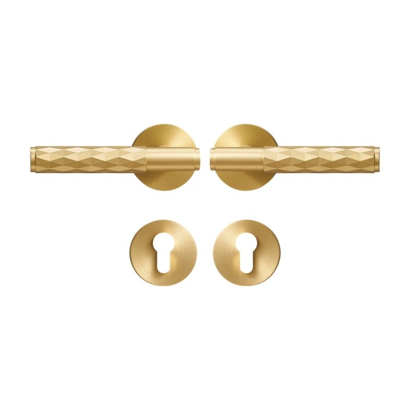 Dooroom Brass Hammered Door Lock Set Interior Bedroom Bathroom Double Wood Door Lever Set Dummy Privacy Passage Key Escutcheon