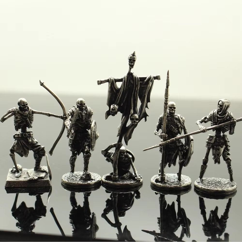 Copper Skeleton Legion Figurines Miniature Car Decoration Retro Metal Skull Soldier Army Model Statue Toy Ornament For Man