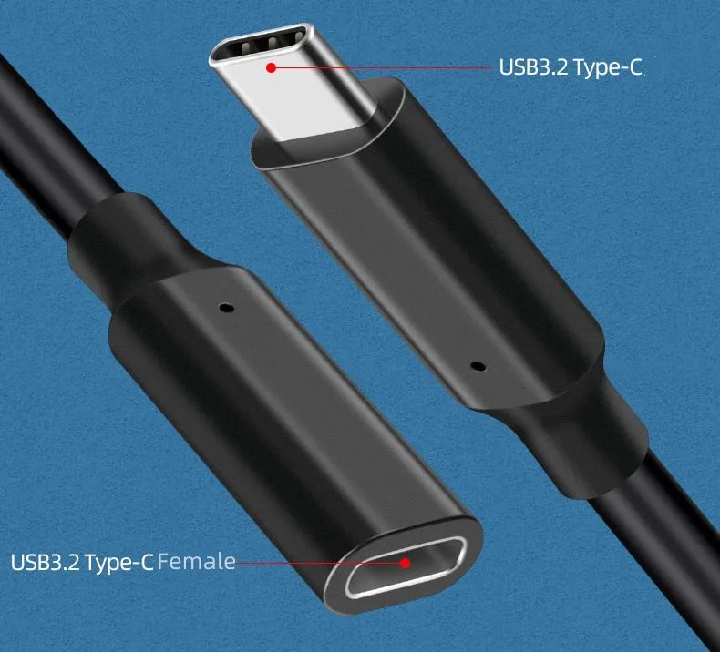 Extra 3M 10FT Female USB Type C 3.1 Cable 100W USBC 10Gbps 4K Video Cord Compatible with USB C Docking/Dell XPS/Magsafe Charger
