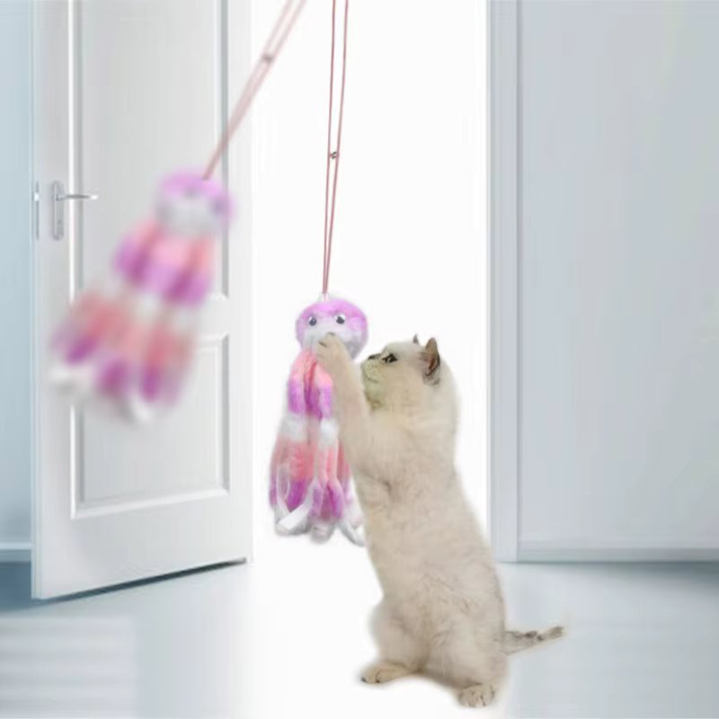 Cat Octopus Toy Cute Door Plush Elastic Cartoon Hanging Resistant Teeth Interactive Play Pet Accessories Relaxing Swing Cat Toy