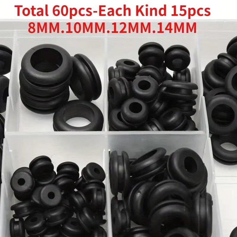 20/40/60pcs Black O Ring Rubber Washer Seals Gasket Grommet Assortment Kit Electrical Gasket O-Ring Seals Tools Set 8 10 12 14mm
