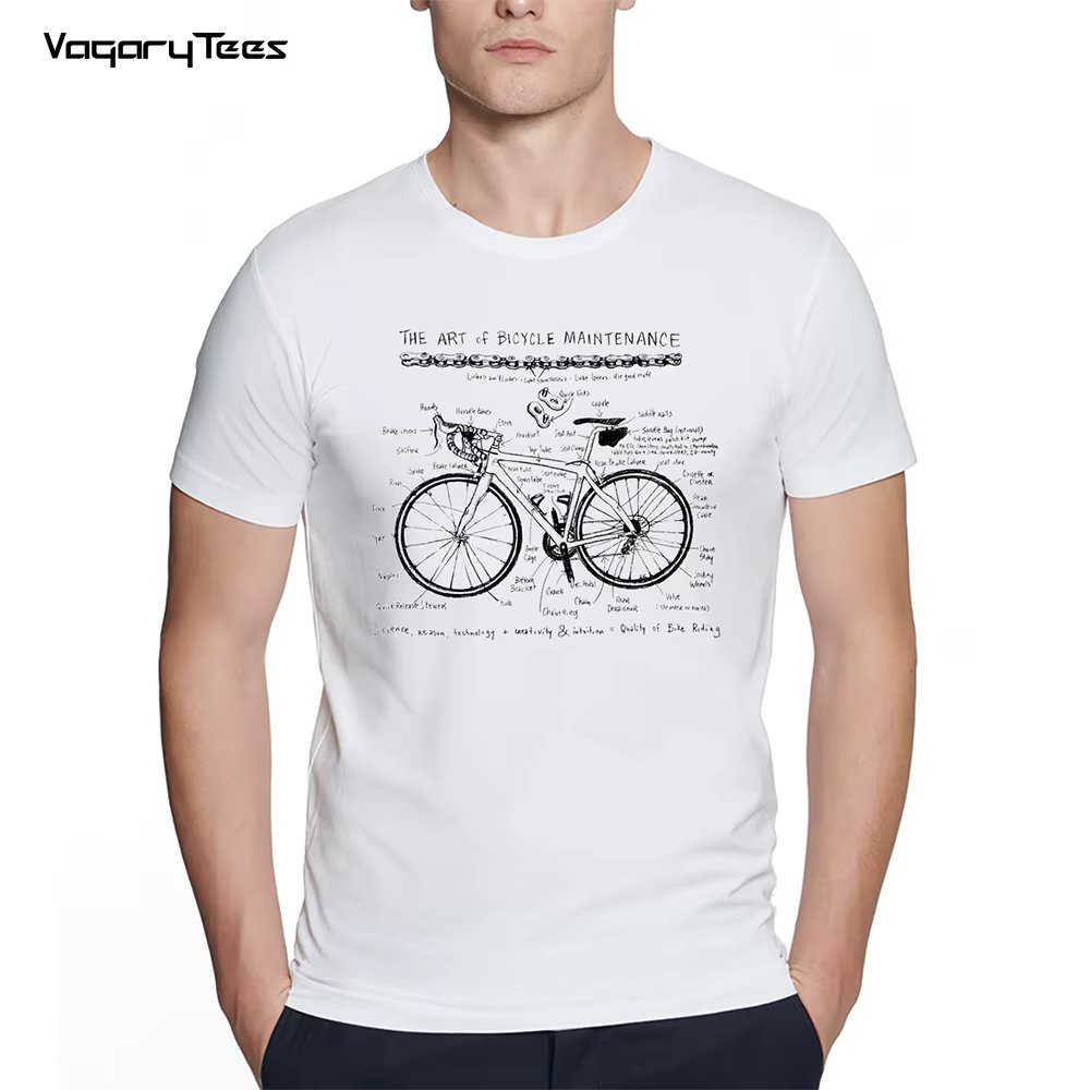 Funny Anatomy Bicycle Design Cool Boy Tees Art of bike maintenance print Man T-Shirt Summer Men Short Sleeve Sport Tops