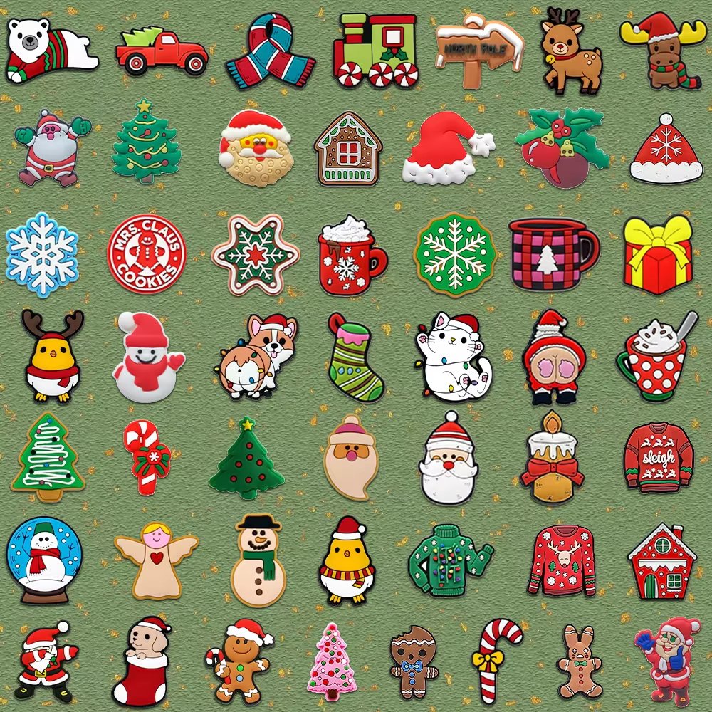 1/20/50pcs Merry Christmas Shoe Charms for Men Women Kids Santa Xmas Hat Pins Shoe Decorations Party Accessories Gift Ornament