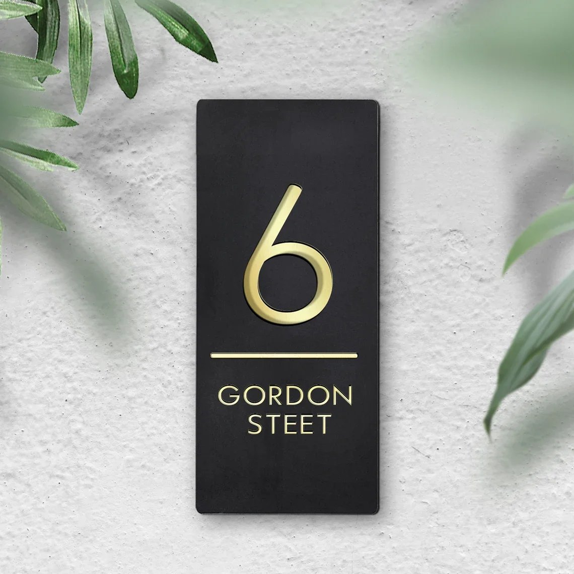 Personalised Modern Floating Address Sign Acrylic Modern House Numbers Sign Customized Family Outdoor Name Plaque Matte Black
