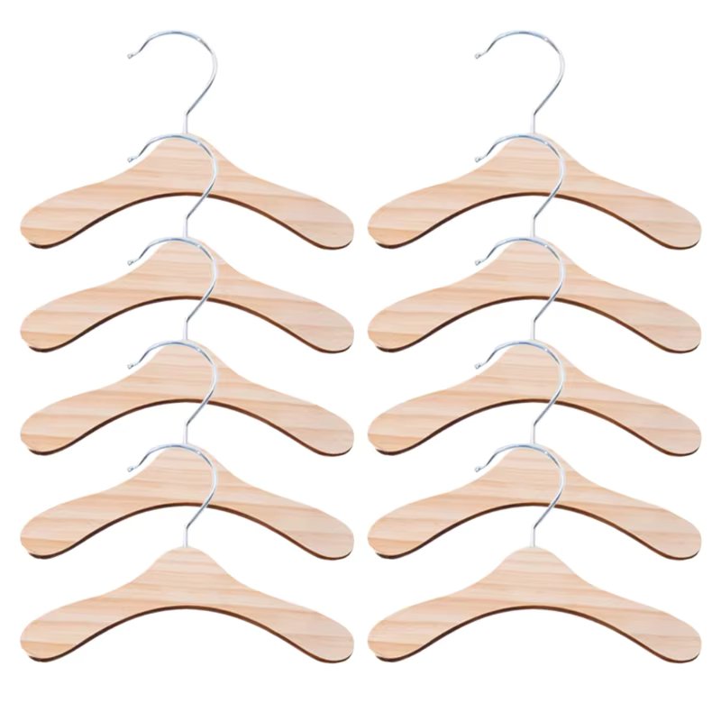 10 Pieces Wooden Pet Apparel Hangers Wooden Portable Clothes Hanger Durable Gift