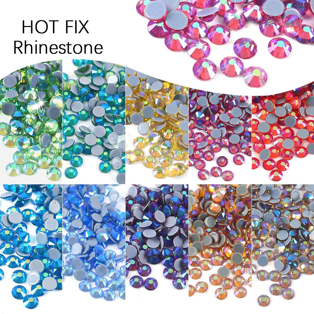 SS6-SS30 Hot Fix Rhinestone Glitter Crystal Glass Strass Hotfix Iron On Rhinestones Stones For Clothing Garment Decoration