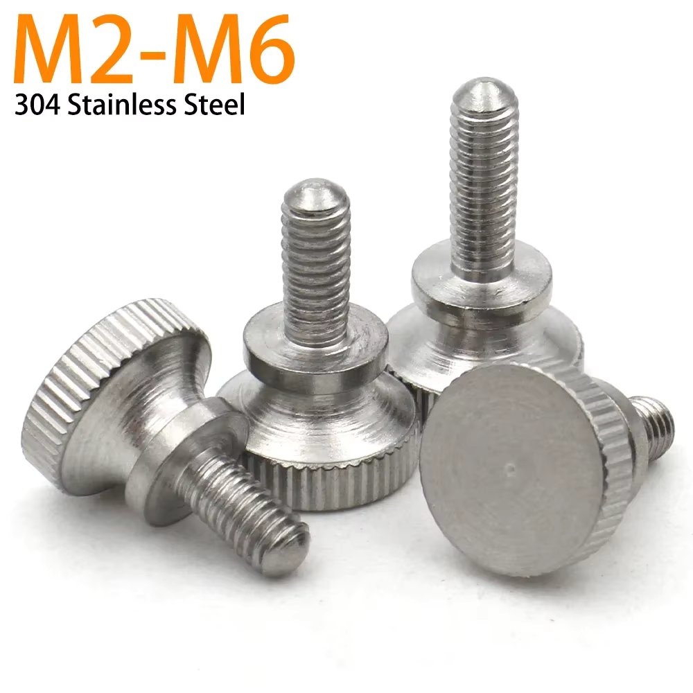 1 /2 /5 /10 pcs M2 M2.5 M3 M4 M5 M6 304 Stainless Steel Hand Tighten Knurled Grip Knob Thumb Screw Bolt Length=3-35mm