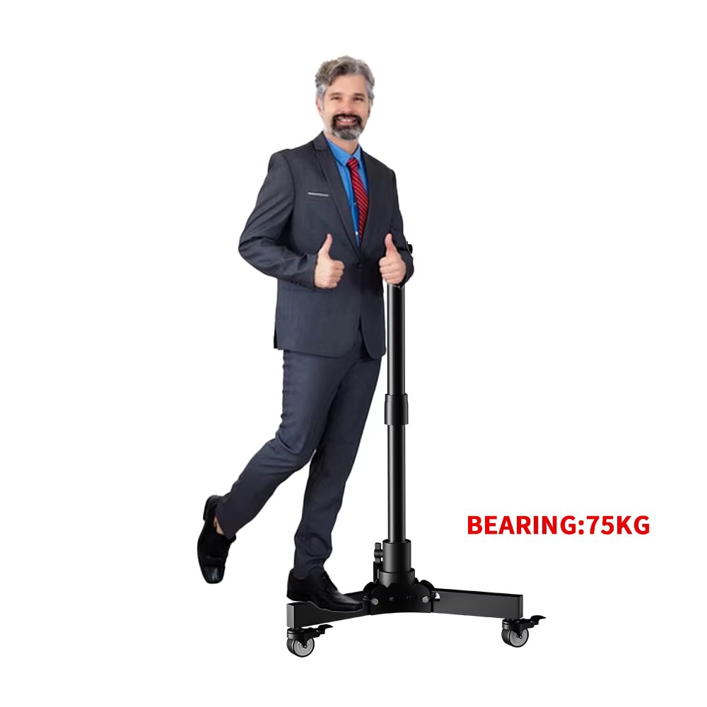 SH Floor-Mounted Metal Tripod Light Stand Pulley Movement Foldable Photography  Fill Spot Light Softbox Photo Studio Wheels Base