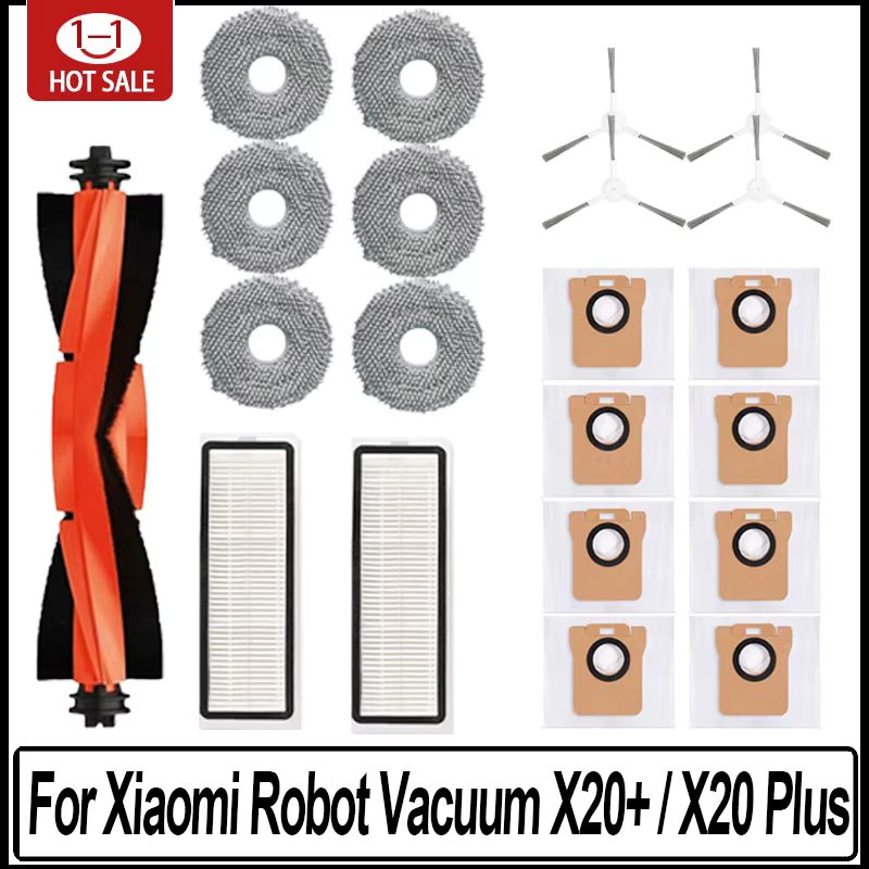 21pcs For Xiaomi Robot Vacuum X20 + / X20 Plus Accessories Dust Bag Mop Cloth Main Side Brush Hepa Filter Replacement Parts