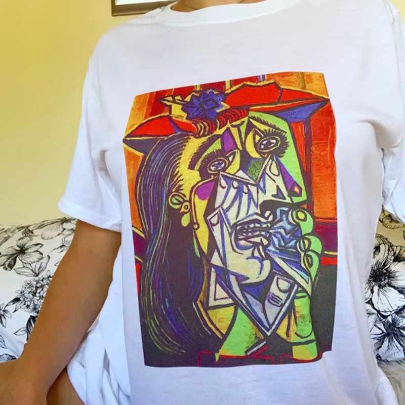 kuakuayu HJN Vintage Fashion Female Picasso Weeping Woman Painting TShirt Summer Cotton Casual Tshirt Cute Pop Art Top