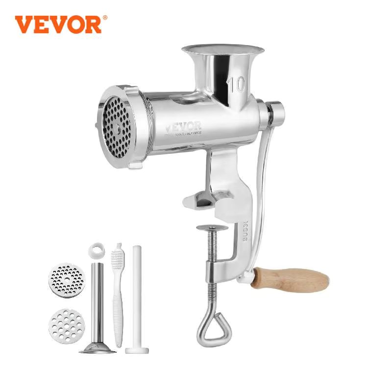 VEVOR Manual Meat Grinder 304 Stainless Steel Hand Meat Grinder with Steel Table Clamp Meat Mincer Sausage Maker