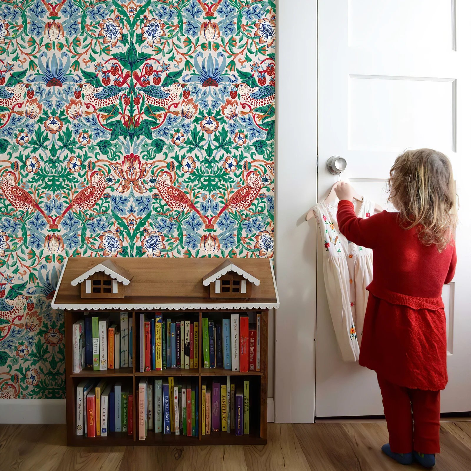 Green And Red PVC Floral Wallpaper Peel And Stick Waterproof Floral Furniture Cabinet Sticker Elegant Flower Removable Wallpaper