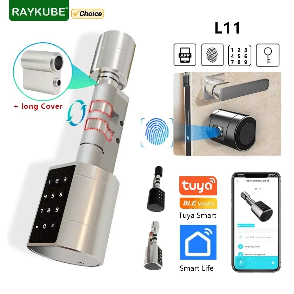 Smart Fingerprint Lock Cylinder With Password Tuya Bluetooth Mechanical Key 4 AAA Alkaline Battery LVD-11