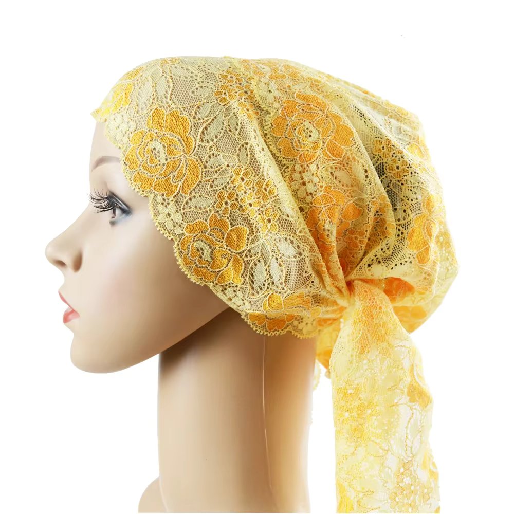 Muslim Women Head Scarf Lace Underscarf Stretch Hijab Hair Cover Headwrap Underscarf Cap Islamic Scarf Headband Bonnet Turban