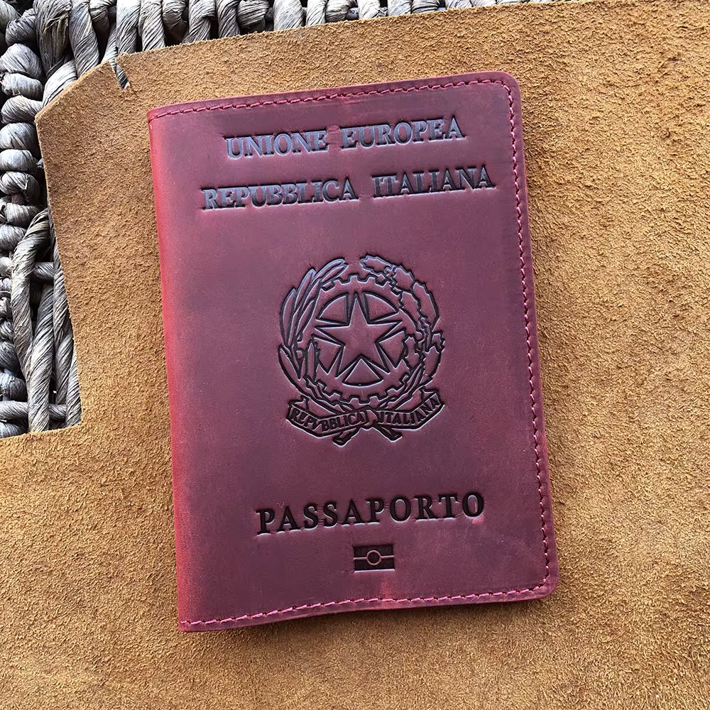 Genuine Leather Italian Passport Cover with Name Business Unisex Durable italy Passport Holder