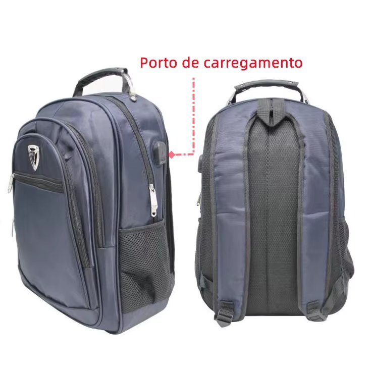 Mochila Escolar De Nylon Impermeável Trabalho Viagem Para Notebook Com USB