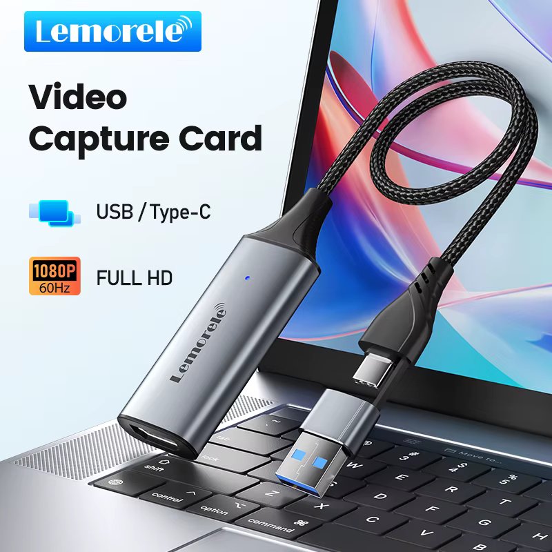 Lemorele Video Capture Card USB3.0 HDMI-compatible to USB/Type-c Game Grabber Record Ms2130 for Switch Xbox PS4/5 Live Broadcas