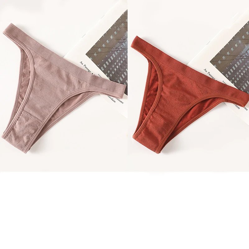 2PCS/Set Thongs Panty Women G-String Sexy Panties Female Underpants Cotton Gusset Underwear Sexy Lingerie Seamless Bikini Briefs