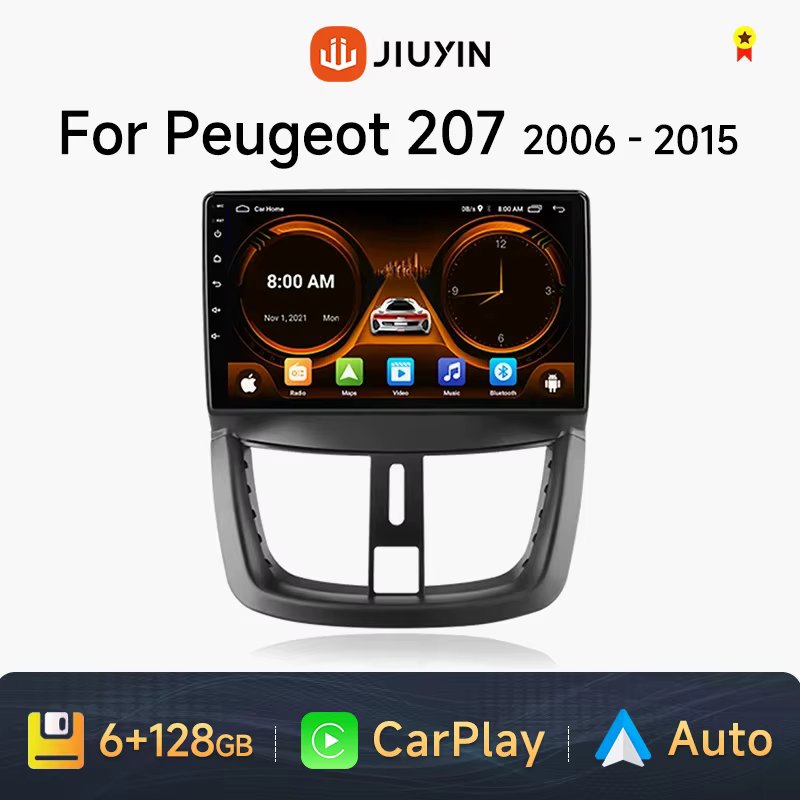JIUYIN TS18 Pro 6G+256G For Peugeot 207 207CC 2006 - 2015 Car Radio Car video players CarPlay Android Auto GPS No 2 din 2din DVD