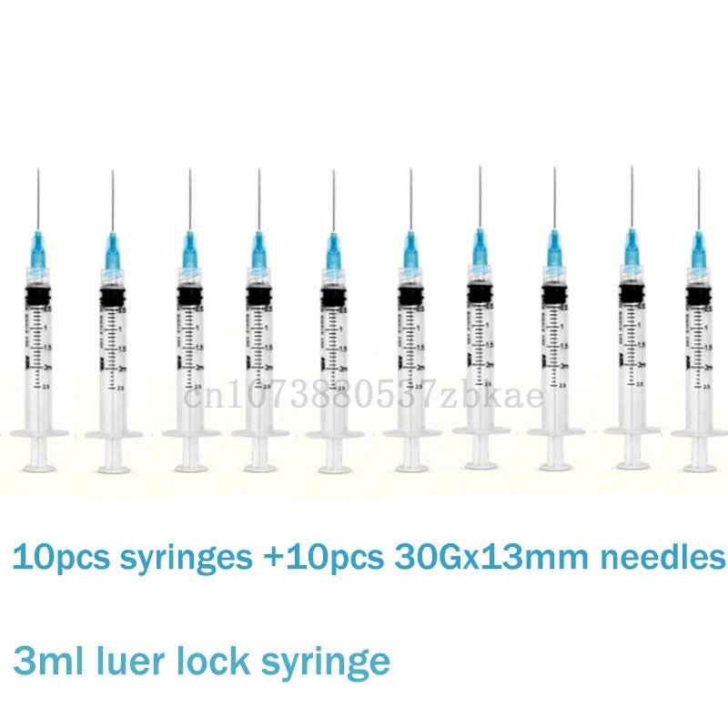 10pcs/lot 3ml 5ml luer Syringes +32Gx4mm 6mm 8mm 13mm 30Gx4mm Painless Beauty Ultrafine Eyelid Tools Tattoo needles