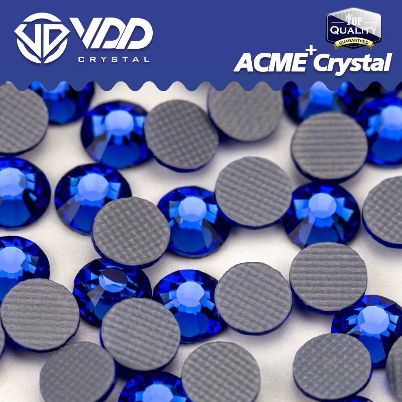 VDD 030 Sapphire ACME+Series Glass Crystal Rhinestones HotFix Iron On Flatback Strass Glitter 3D Stones For Garment Decoration