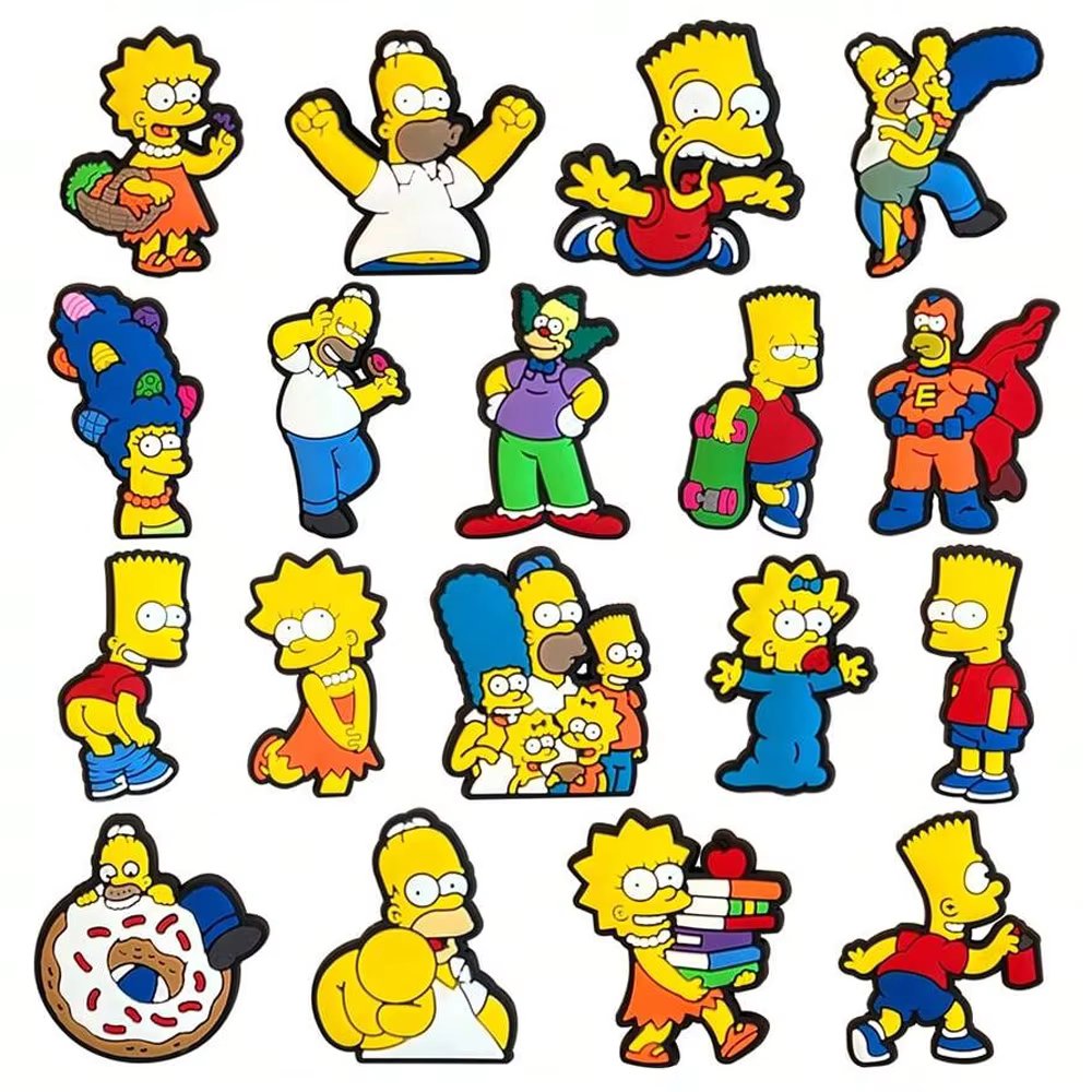 18pcs/set Shoe Charms PCV Cute Cartoon Shoe Accessorie Simpson For Women Men Funny Unisex Gifts