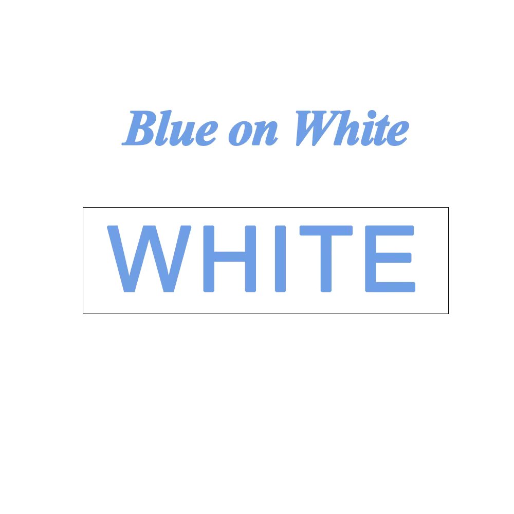 blue on white