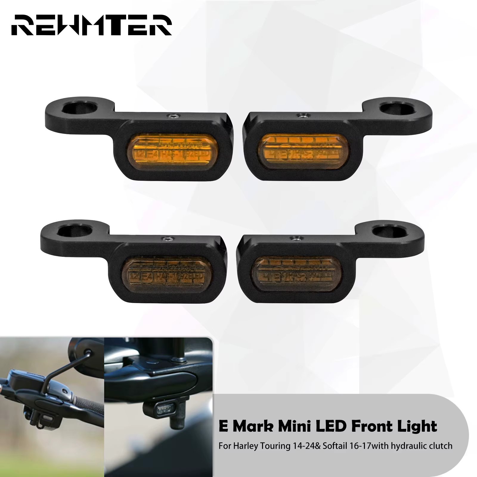 Motorcycle Mini LED Turn Signal Amber Light 12V E Mark For Harley Softail Touring Road King FLTRX FLHT FLHX 14-23 Softail 16-17