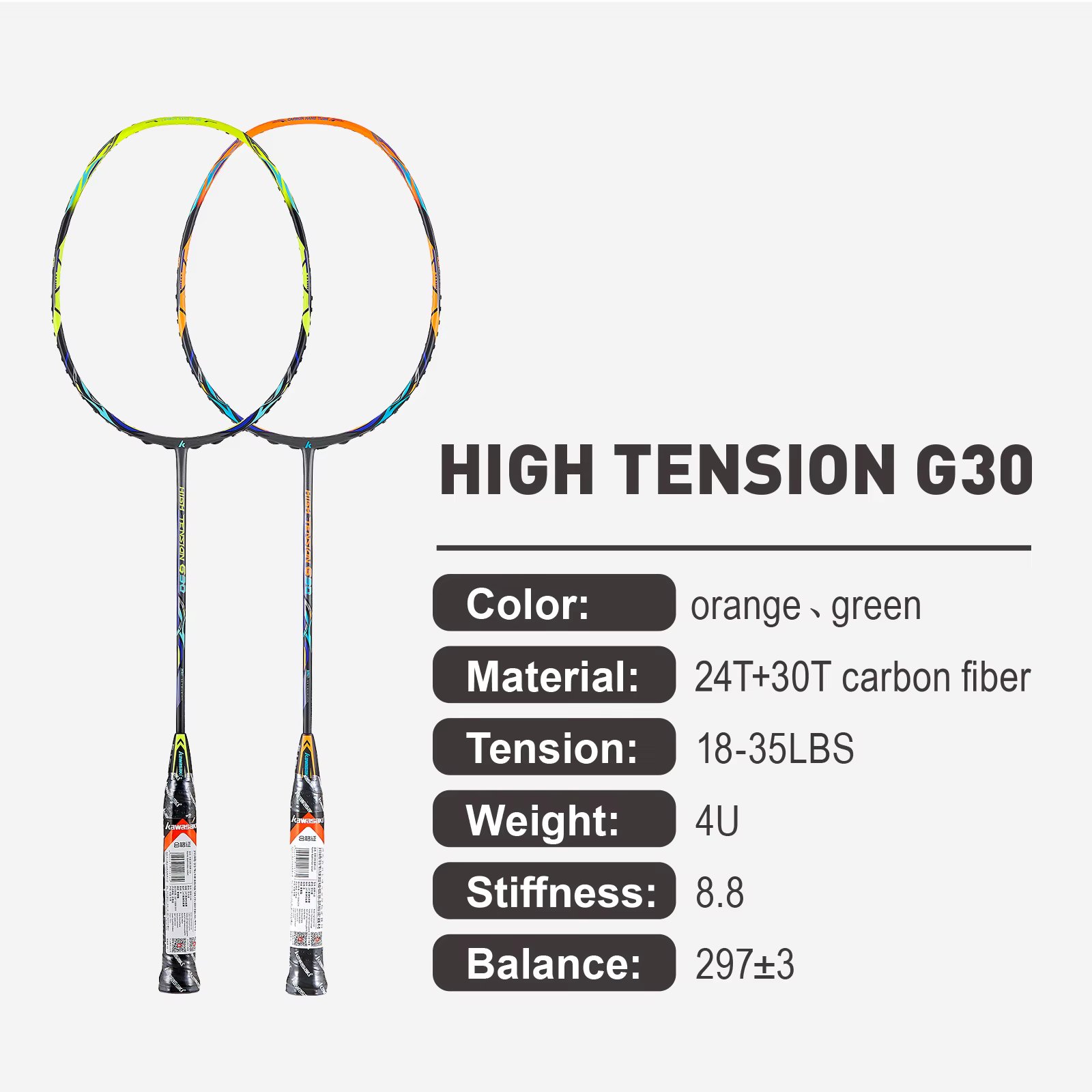 Kawasaki Badminton Racket High Tension G30 4U 30T Carbon Fiber Badminton Racket For  Professional Players ракетка для бадминтона