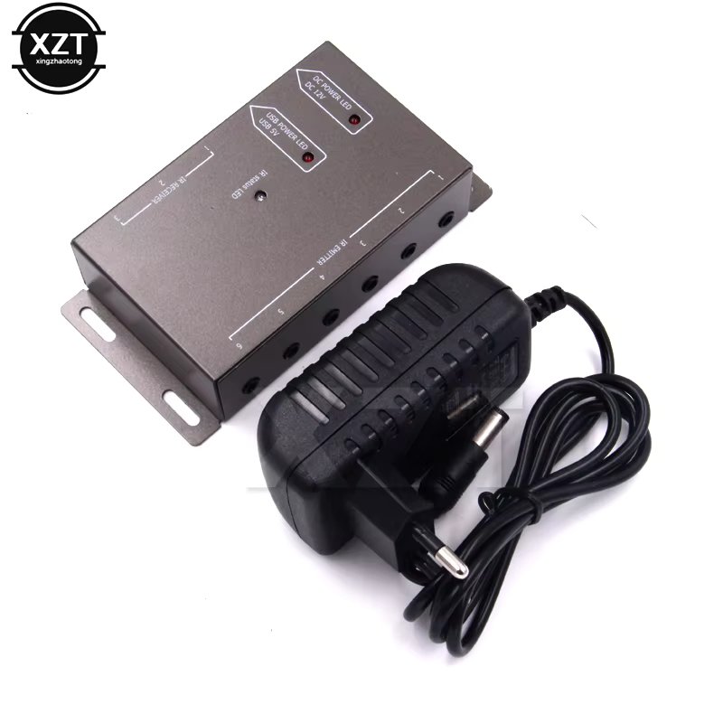 IR Infrared Extender IR System Remote Control Extender Repeater Kit Plug with 1 Receiver 6 Emitter Gadget Accessories US/EU PLUG