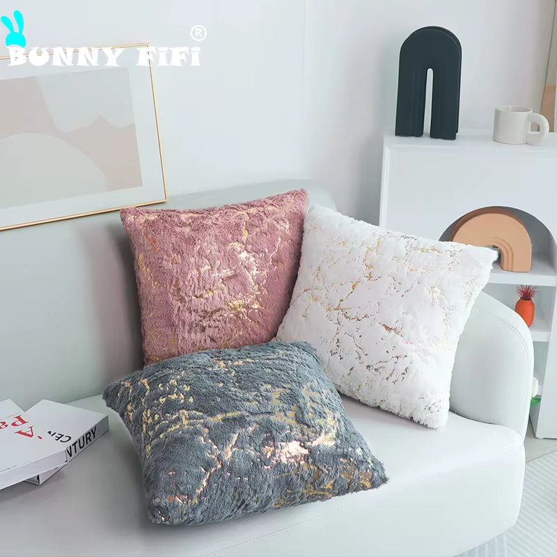 Cover Nordic Golden Printed 43x43cm Cushion Decorative Pillows Cover for Sofa Home Decor Pillowcase Black Grey Housse De Coussin