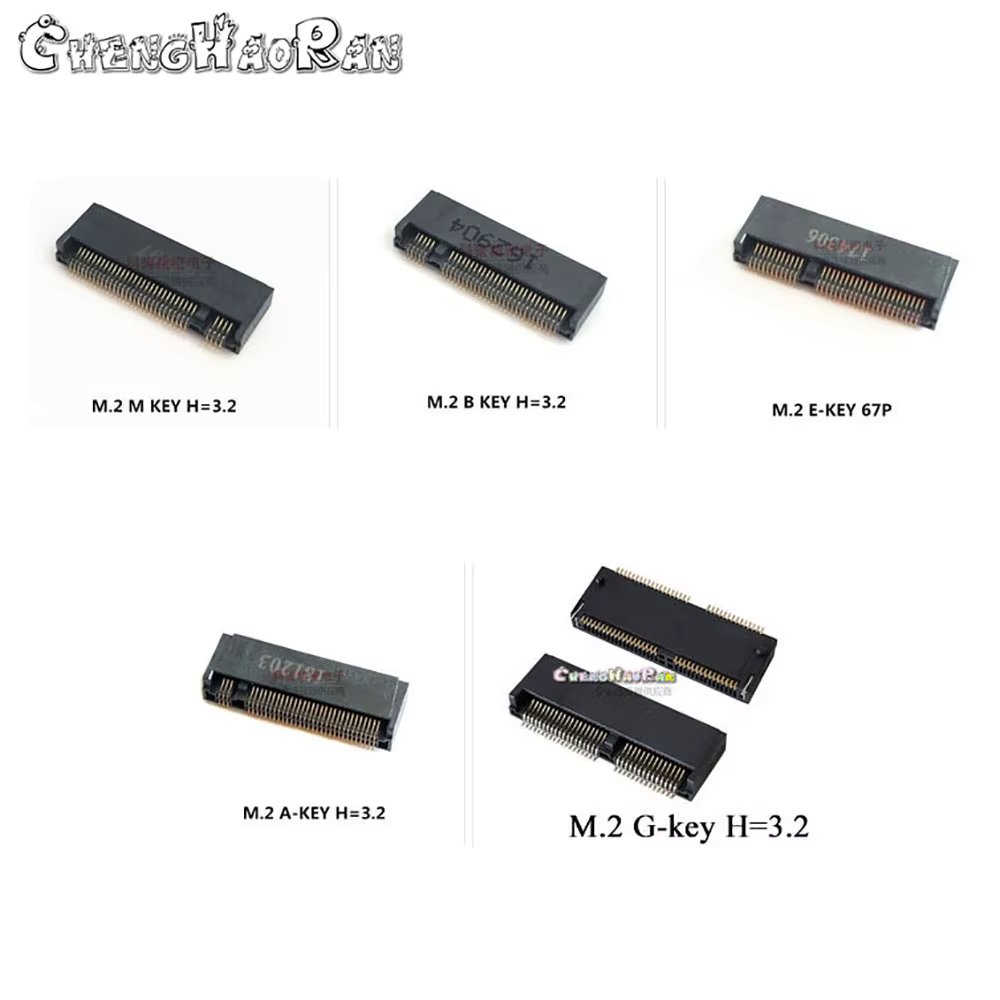 10PCS 3.2H M-Key B-Key Original New M.2 Connector 67P NGFF interface socket SSD socket H=3.2 E-Key A-Key G-Key 67Pin