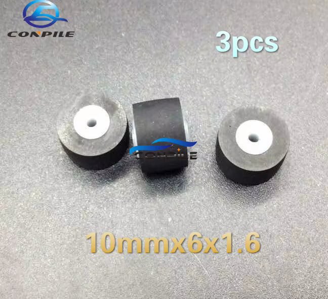 3pcs 10mmx6x1.6 pinch roller wheel belt pulley rubber for audio tape recorder cassette deck player