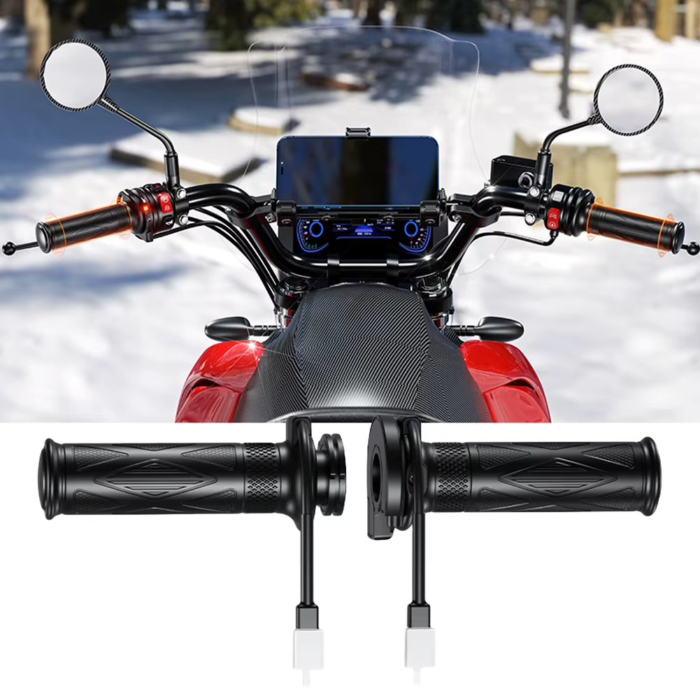 DC 12V Motorcycle Hot Grip Motorbike ATV Scooter Electric Heated Grips 5-Gear Adjustable Temperature Motorcycles Heated Grips