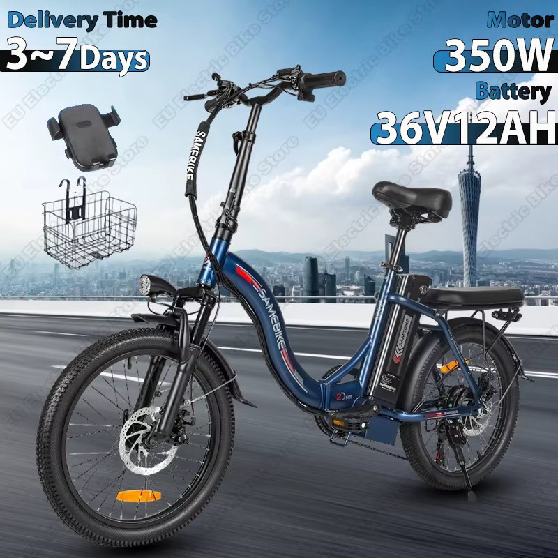 SAMEBIKE CY20 Electric Bicycle 350W Motor 36V12AH Lithium Battery City Folding E Bike 20-inch Tire Adult Mountain Electric Bike