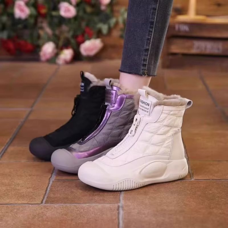 Winter Shoes for Women Retro Waterproof Snow Boots 2024 Soft Sole Vulcanized Cotton Shoes Plush Warm Platform Ankle Boots 35-40